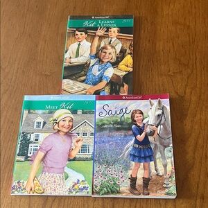 American Girl Kit and Saige Book Trio - Green, Blue, Pink Covers